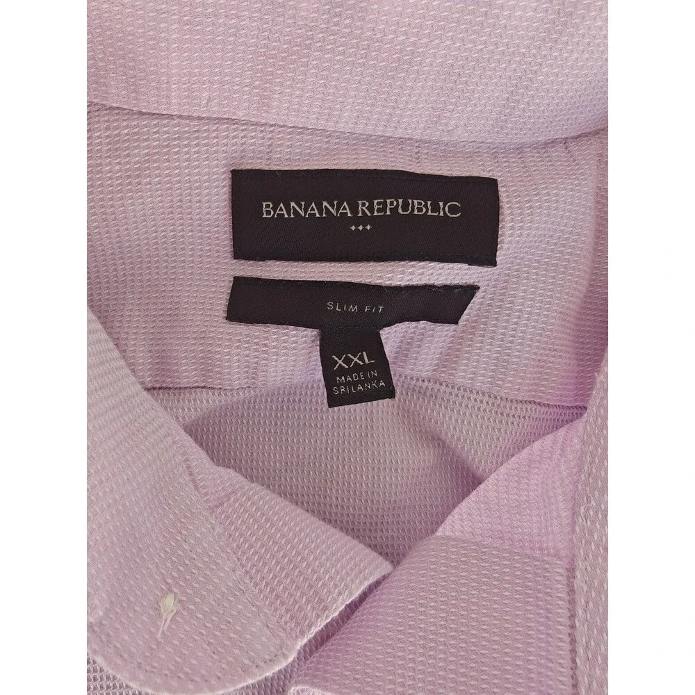 Banana Republic Slim Fit Dress Shirt Mens XXL Pink Textured Button Front